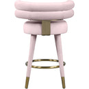  Color_Gold/ Pink -- Fitzroy Pink Velvet Upholstered Counter Stool IMAGE 4