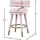  Color_Gold/ Pink -- Fitzroy Pink Velvet Upholstered Counter Stool IMAGE 8