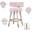  Color_Gold/ Pink -- Fitzroy Pink Velvet Upholstered Counter Stool IMAGE 9