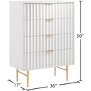  Meridian Modernist White Wood Veneer And Stainless Steel Base Chest IMAGE 10