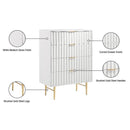  Meridian Modernist White Wood Veneer And Stainless Steel Base Chest IMAGE 11