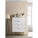 Meridian Modernist White Wood Veneer And Stainless Steel Base Chest IMAGE 2