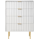  Meridian Modernist White Wood Veneer And Stainless Steel Base Chest IMAGE 3