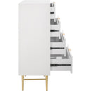  Meridian Modernist White Wood Veneer And Stainless Steel Base Chest IMAGE 4