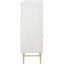  Meridian Modernist White Wood Veneer And Stainless Steel Base Chest IMAGE 5
