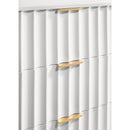  Meridian Modernist White Wood Veneer And Stainless Steel Base Chest IMAGE 7