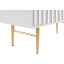  Meridian Modernist White Wood Veneer And Stainless Steel Base Chest IMAGE 8