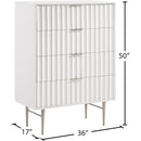  Meridian Modernist White Wood Veneer And Stainless Steel Base Chest IMAGE 10