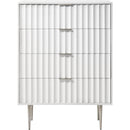  Meridian Modernist White Wood Veneer And Stainless Steel Base Chest IMAGE 3