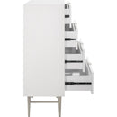  Meridian Modernist White Wood Veneer And Stainless Steel Base Chest IMAGE 4