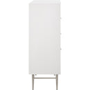  Meridian Modernist White Wood Veneer And Stainless Steel Base Chest IMAGE 5