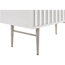  Meridian Modernist White Wood Veneer And Stainless Steel Base Chest IMAGE 8