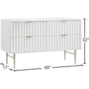  Meridian Modernist White Wood Veneer And Stainless Steel Base Dresser IMAGE 12