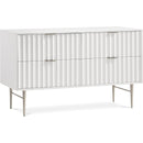  Meridian Modernist White Wood Veneer And Stainless Steel Base Dresser IMAGE 1