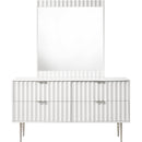  Meridian Modernist White Wood Veneer And Stainless Steel Base Dresser IMAGE 4