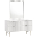  Meridian Modernist White Wood Veneer And Stainless Steel Base Dresser IMAGE 5