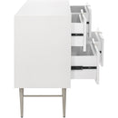  Meridian Modernist White Wood Veneer And Stainless Steel Base Dresser IMAGE 6