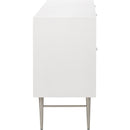  Meridian Modernist White Wood Veneer And Stainless Steel Base Dresser IMAGE 7