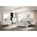  Meridian Modernist White Wood Veneer And Stainless Steel Base Dresser IMAGE 11