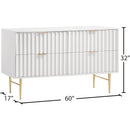  Meridian Modernist White Wood Veneer And Stainless Steel Base Dresser IMAGE 12
