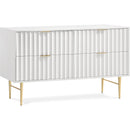  Meridian Modernist White Wood Veneer And Stainless Steel Base Dresser IMAGE 1
