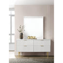  Meridian Modernist White Wood Veneer And Stainless Steel Base Dresser IMAGE 2