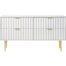  Meridian Modernist White Wood Veneer And Stainless Steel Base Dresser IMAGE 3