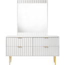  Meridian Modernist White Wood Veneer And Stainless Steel Base Dresser IMAGE 4