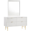  Meridian Modernist White Wood Veneer And Stainless Steel Base Dresser IMAGE 5