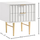  Meridian Modernist White Wood Veneer And Stainless Steel Base Nightstand IMAGE 10