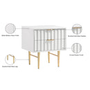  Meridian Modernist White Wood Veneer And Stainless Steel Base Nightstand IMAGE 11