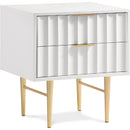  Meridian Modernist White Wood Veneer And Stainless Steel Base Nightstand IMAGE 1