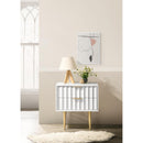  Meridian Modernist White Wood Veneer And Stainless Steel Base Nightstand IMAGE 2