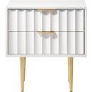  Meridian Modernist White Wood Veneer And Stainless Steel Base Nightstand IMAGE 3