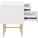  Meridian Modernist White Wood Veneer And Stainless Steel Base Nightstand IMAGE 4