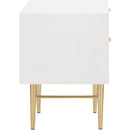  Meridian Modernist White Wood Veneer And Stainless Steel Base Nightstand IMAGE 5
