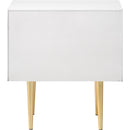  Meridian Modernist White Wood Veneer And Stainless Steel Base Nightstand IMAGE 6