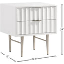  Meridian Modernist White Wood Veneer And Stainless Steel Base Nightstand IMAGE 10
