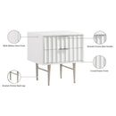 Meridian Modernist White Wood Veneer And Stainless Steel Base Nightstand IMAGE 11