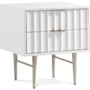  Meridian Modernist White Wood Veneer And Stainless Steel Base Nightstand IMAGE 1