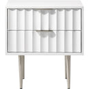  Meridian Modernist White Wood Veneer And Stainless Steel Base Nightstand IMAGE 3