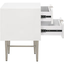  Meridian Modernist White Wood Veneer And Stainless Steel Base Nightstand IMAGE 4