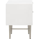  Meridian Modernist White Wood Veneer And Stainless Steel Base Nightstand IMAGE 5