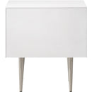  Meridian Modernist White Wood Veneer And Stainless Steel Base Nightstand IMAGE 6