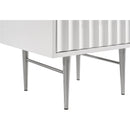  Meridian Modernist White Wood Veneer And Stainless Steel Base Nightstand IMAGE 8