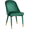  Color_Gold/ Green -- Belle Green Velvet Upholstered Dining Chair IMAGE 1