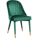  Color_Gold/ Green -- Belle Green Velvet Upholstered Dining Chair IMAGE 1