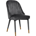  Color_Gold/ Grey -- Belle Grey Velvet Upholstered Dining Chair IMAGE 1