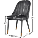  Color_Gold/ Grey -- Belle Grey Velvet Upholstered Dining Chair IMAGE 6