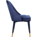  Color_Blue/ Gold -- Belle Navy Velvet Upholstered Dining Chair IMAGE 4